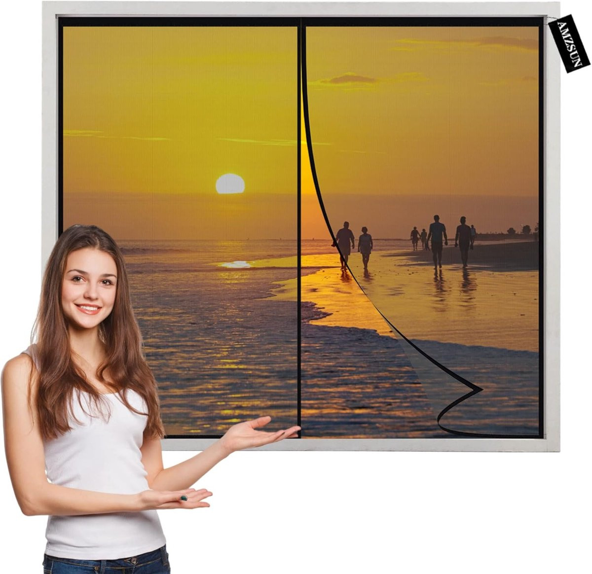 Magnetisch hor voor raam zwart 130 x 225 cm voor handsfree insectenwering