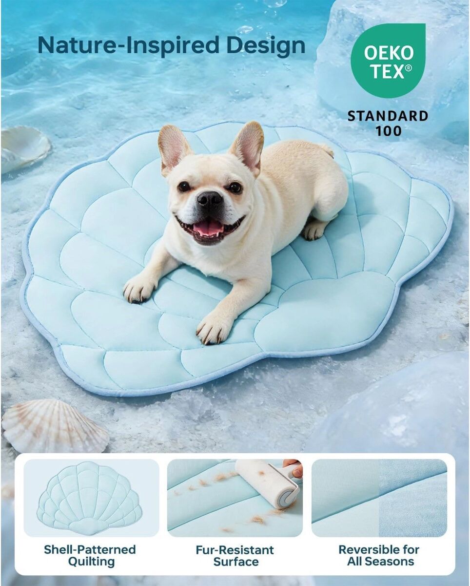 INF Tapis rafraîchissant été pour animaux - Polyester antidérapant, résistant aux rayures, lavable (M, L) L