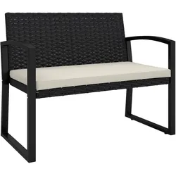 Outsunny Sitzbank aus Kunstrattan für 2 Personen, 103 x 58 x 78 cm, mit Kissen, geneigter Rückenlehne und verzinktem Stahlgestell