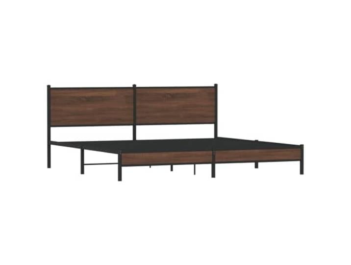 KTHLBRH Bettgestell aus Stahl Eiche Braun 200 x 200 cm Mit Kopfteil, Metalllatten, Bodenabstand 26 cm, Mehrschichtholz