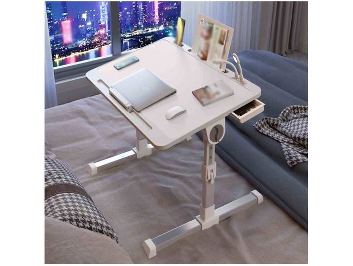Table Ordinateur Portable Pliante Réglable Plateau Lit Petit Déjeuner Multifonction Portable avec Pieds Rabattables