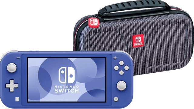 Nintendo Switch Lite Blauw met Bigben Beschermtas