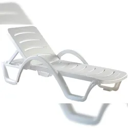 DELUKE Sonnenliege OLAF 4er Set klappbar stapelbar 54x187x30cm, Kunststoff, Weiß Gartenliege Strandliege