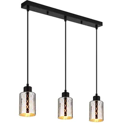 Pendelleuchte Hängelampe höhenverstellbar Glas verchromt Esszimmerlampe H 120 cm