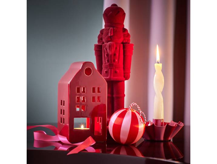 Nussknacker X-MAS beflockt Ø 11cm Rot/Dunkelrot