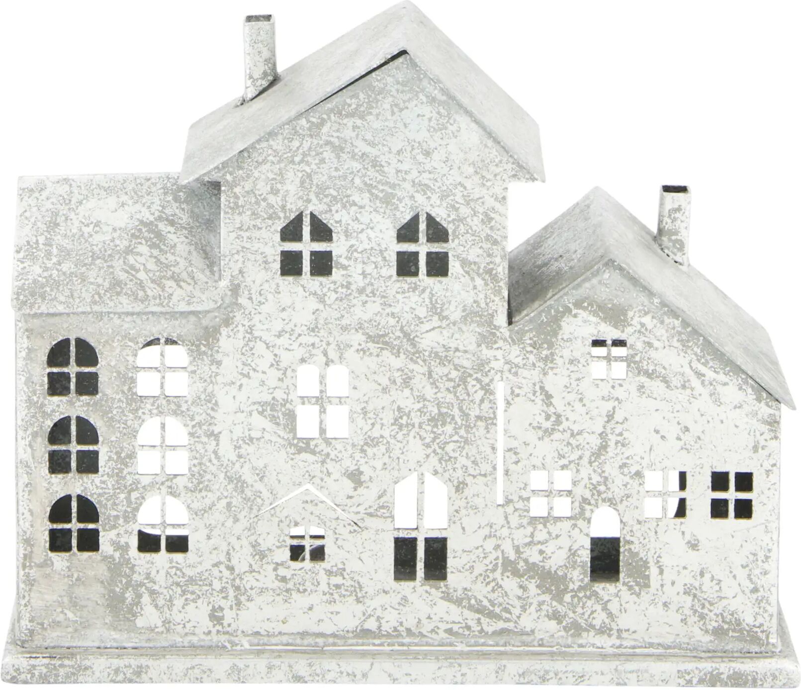 Decofinder Haus Aus Metall, Silber H: 16 cm  Silber