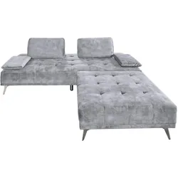 SOFA MIT HOCKER WIOLO Grau Velvet