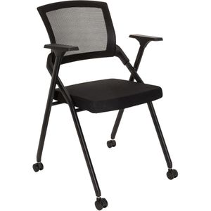 hJh-OFFICE Klappstuhl Priority II, 660946, schwarz, aus Metall, gepolstert, mit Rollen, Stoffbezug, bis 150 kg