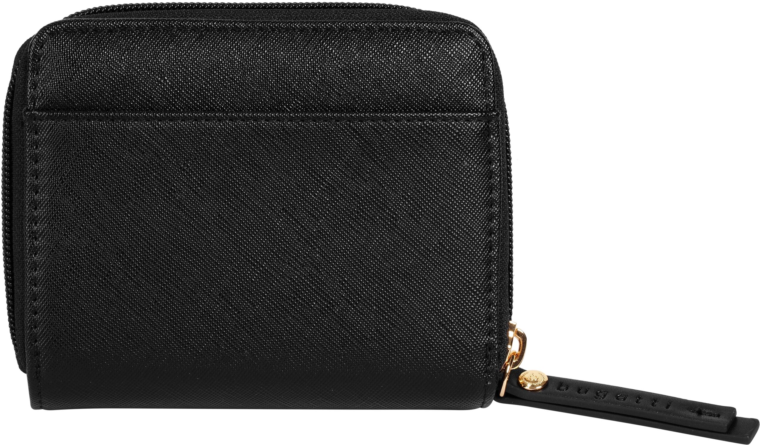 Geldbörse BUGATTI "BUGATTI Damen ELLA SAFFIANO", Damen, schwarz, Kunstfaser, Kleinlederwaren Geldbörse schwarz Einheitsgröße