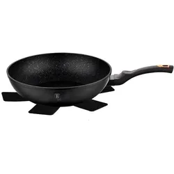 BerlingerHaus WOK FRYER GRANITE 28cm Black ROSE BH-1638, Pfanne + Kochtopf, Schwarz