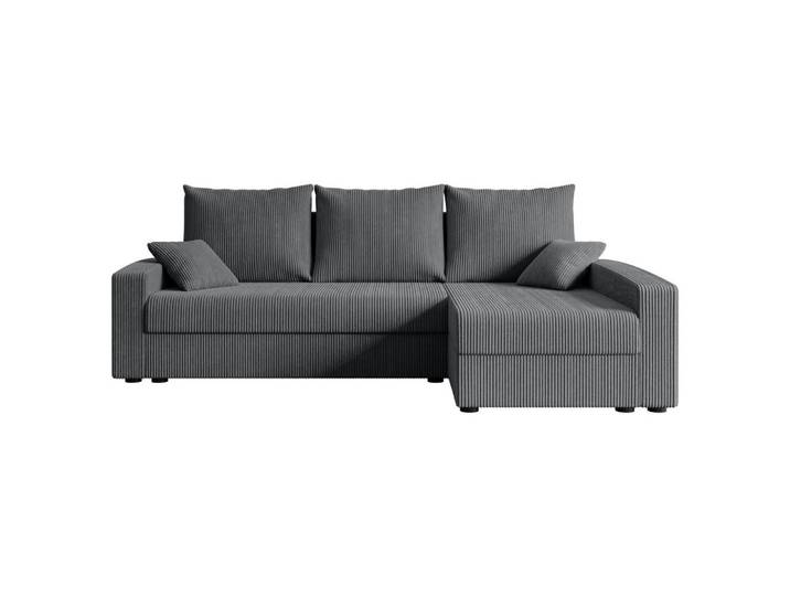 ECKSOFA mit Schlaffunktion und Bettkasten ALESIA-L 231x140x90 cm Grau Cord