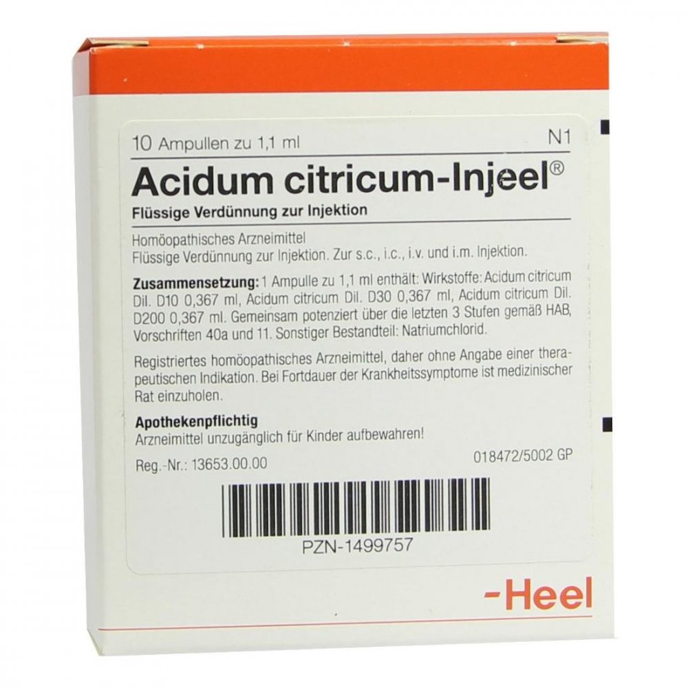 Biologische Heilmittel Heel GmbH Acidum Citricum Injeel Ampullen 01499757