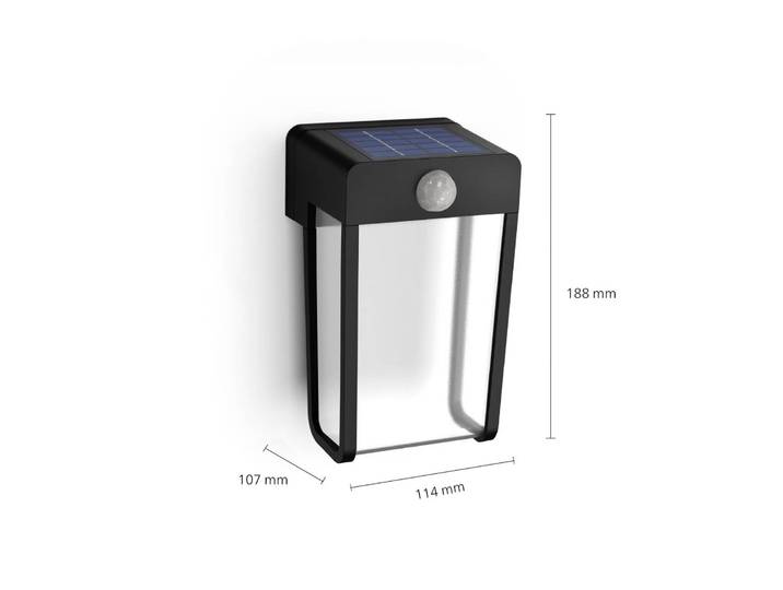 Philips LED-Solar-Wandleuchte Shroud, schwarz/klar, Sensor Shroud, schwarz, Kunststoff, Modern