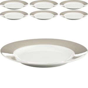Van-Well Teller Vario, Essteller flach, Porzellan, rund, Ø 26,5 cm, taupe, 6 Stück