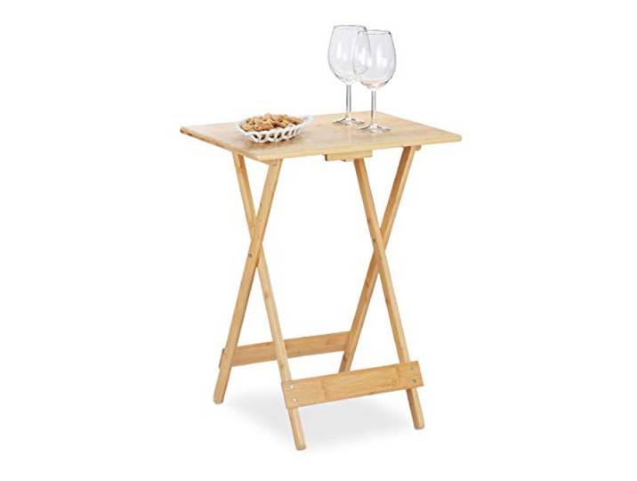 Relaxdays Klapptisch Bambus, für Wohnzimmer, Balkon & Terrasse, Natur