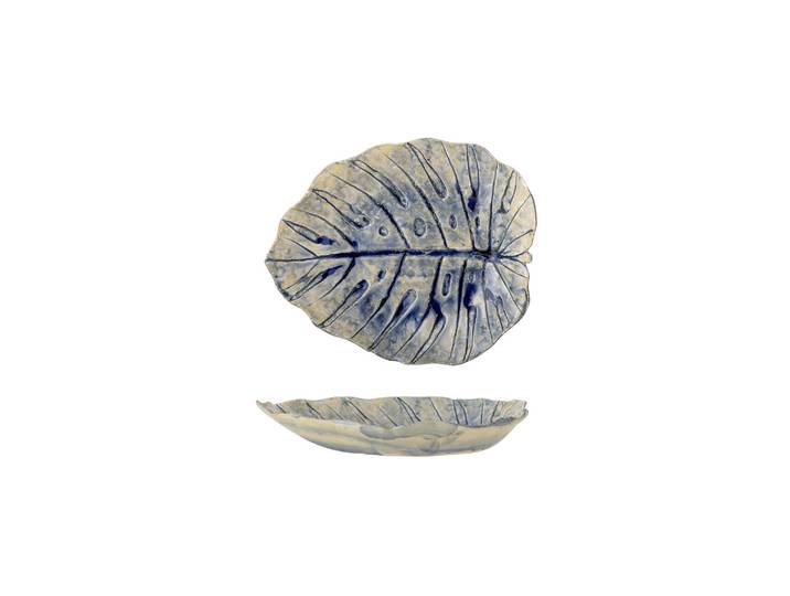 Assiette de service 32,5x26,5 cm en grès bleu Rowan