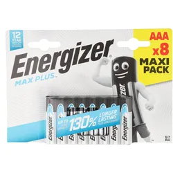 Energizer Batterie Alkaline, Micro, AAA, LR03, 1,5V Max Plus, Retail Blister (8-Pack)