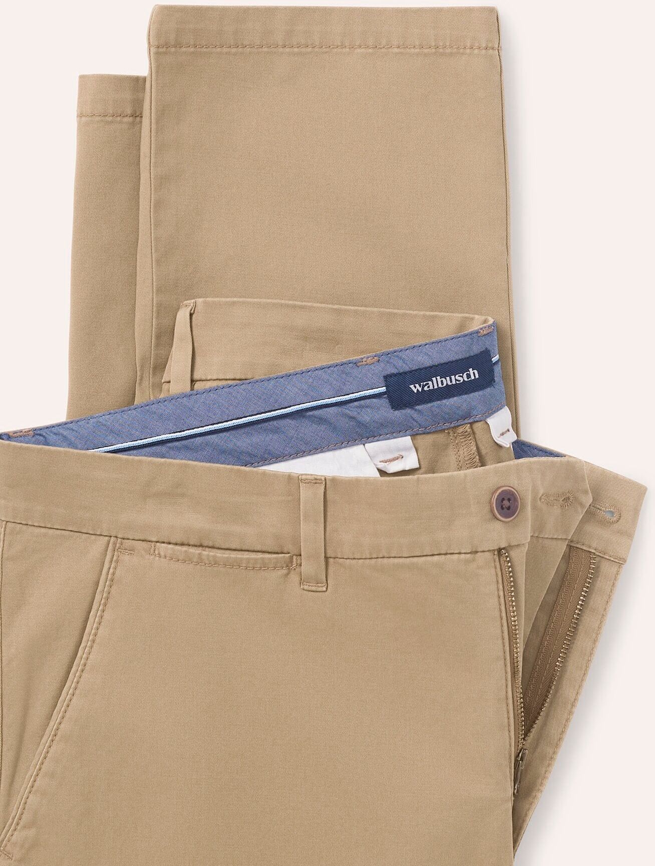 Walbusch Elastische Chino aus Baumwolle, Modern Fit#normale Größen#schlanke Größen#untersetzte Größen, Farbe Beige, 58, Premium-Ausstattung in vielen Größen Herren