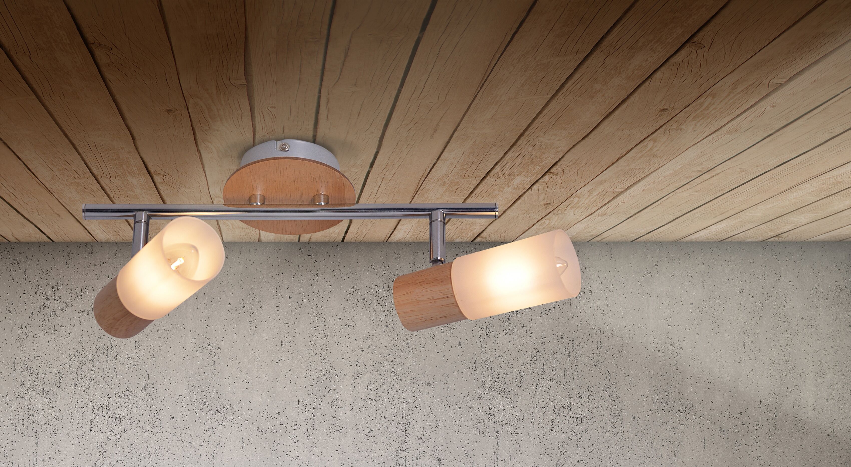NÄVE Deckenspot "Todtnau", beige (natur), 2, Ø 5cm H: 5cm, 1 Stk., Leuchten, E14 max. 5W, Holzart: Gummibaum, Farbe: weiß, natur, Deckenspot