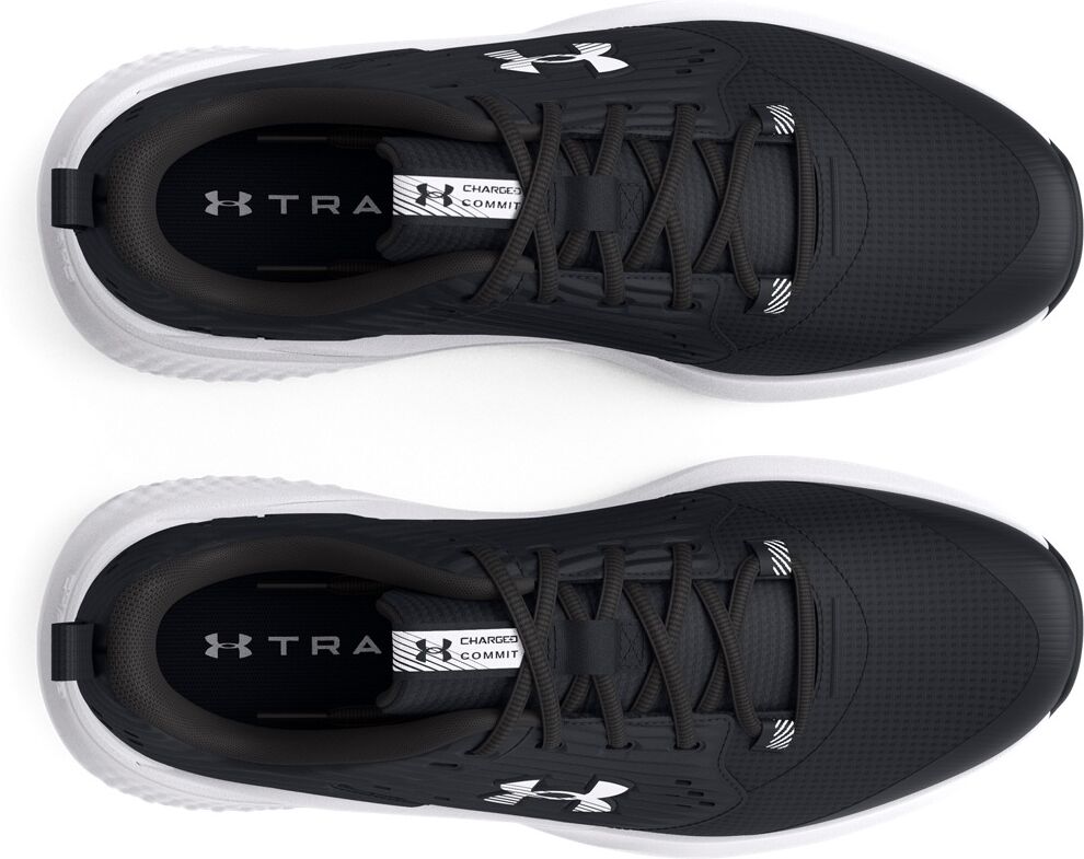 Trainingsschuh UNDER ARMOUR "UA Charged Commit TR 4", Herren, Gr. 47, schwarz-weiss (schwarz, anthrazit, weiß), Leder, Textil, Schuhe Trainingsschuh, besonders geeignet für Gym und Fitnessstudio schwarz, anthrazit, weiß 47