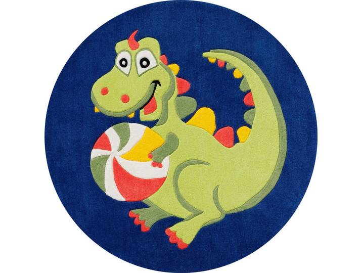 Kinderteppich Bc-1362, Blau, Grün, Drache, rundes Vertrauen - Oeko-Tex®, für Fußbodenheizung geeignet, Teppiche und Böden, Teppiche, Runde Teppiche