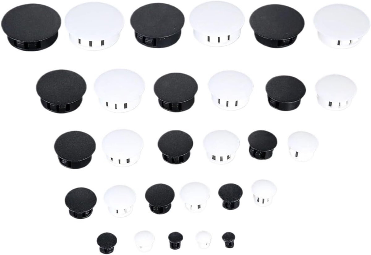 Zwarte plastic gatpluggen voor meubels om gaten af te werken, diameter 5-22 mm