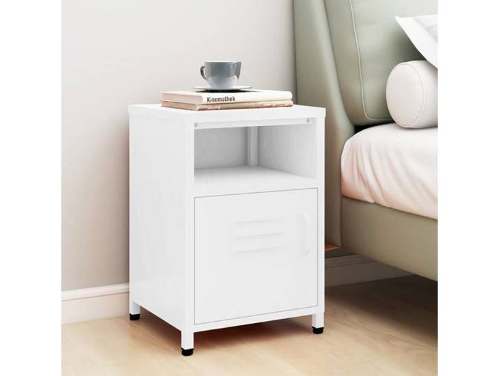 Table de chevet-Table de nuit Blanc 35x35x51 cm Acier