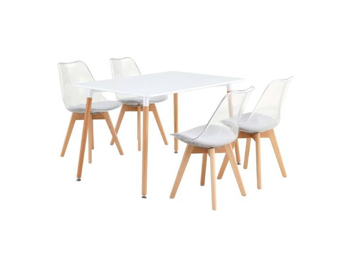 Coin repas table + 4 chaises SAMY Blanc / gris