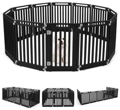 "Costway 31.5"" Height Indoor Outdoor Dog Playpen with 12 Panels-Black"