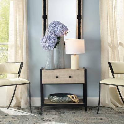Alden Decor Monaco Faux Shagreen 1-Drawer Side Table