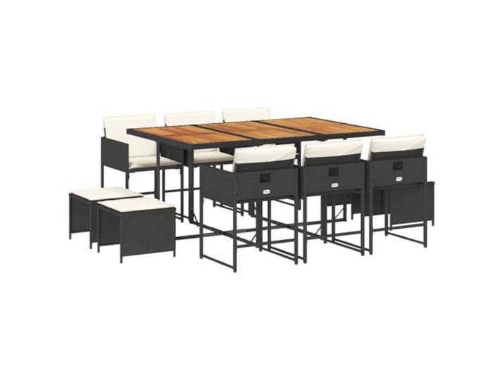 PUGYNBK Esszimmer-Set für den Garten, 11-teilig, synthetisches Rattan, Schwarz