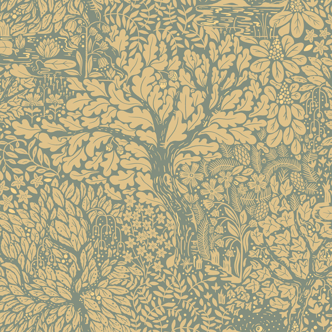 Ophelia & Co. Hjarterum Olle Forest Leaf Motif 10.05m x 53cm Matte Wallpaper Roll Green