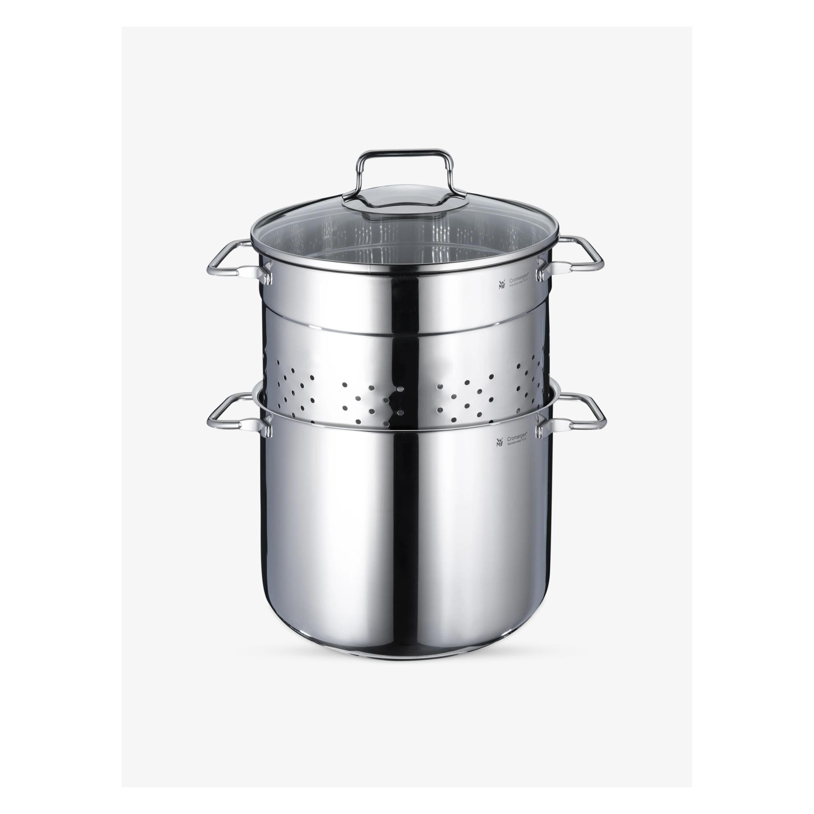 WMF Pasta-Kochtopf 24 cm lang, Edelstahl, Glasdeckel (Kochtopf, Edelstahl, 24 x 31 cm) (724919990)