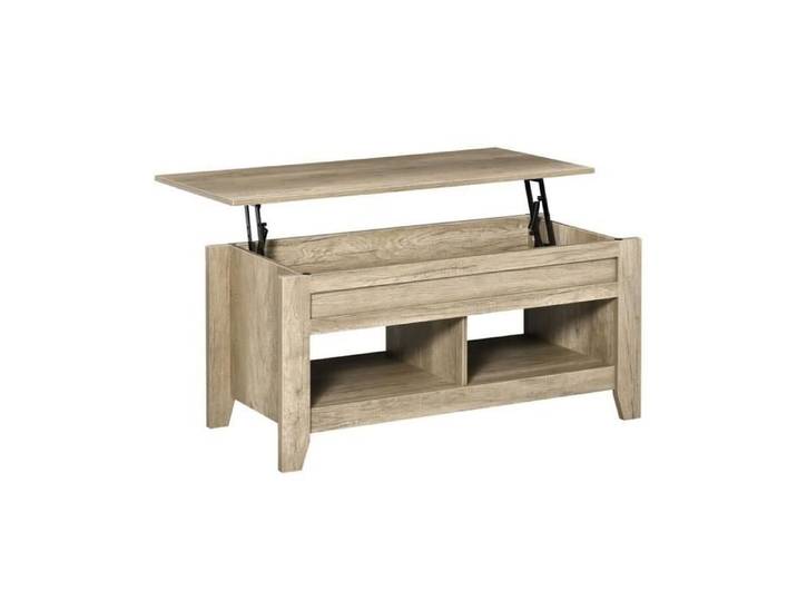 Table basse relevable BEARDY chêne clair