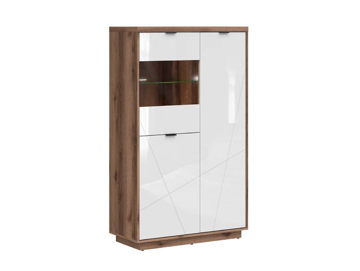 Vitrine 3 portes blanche et naturelle