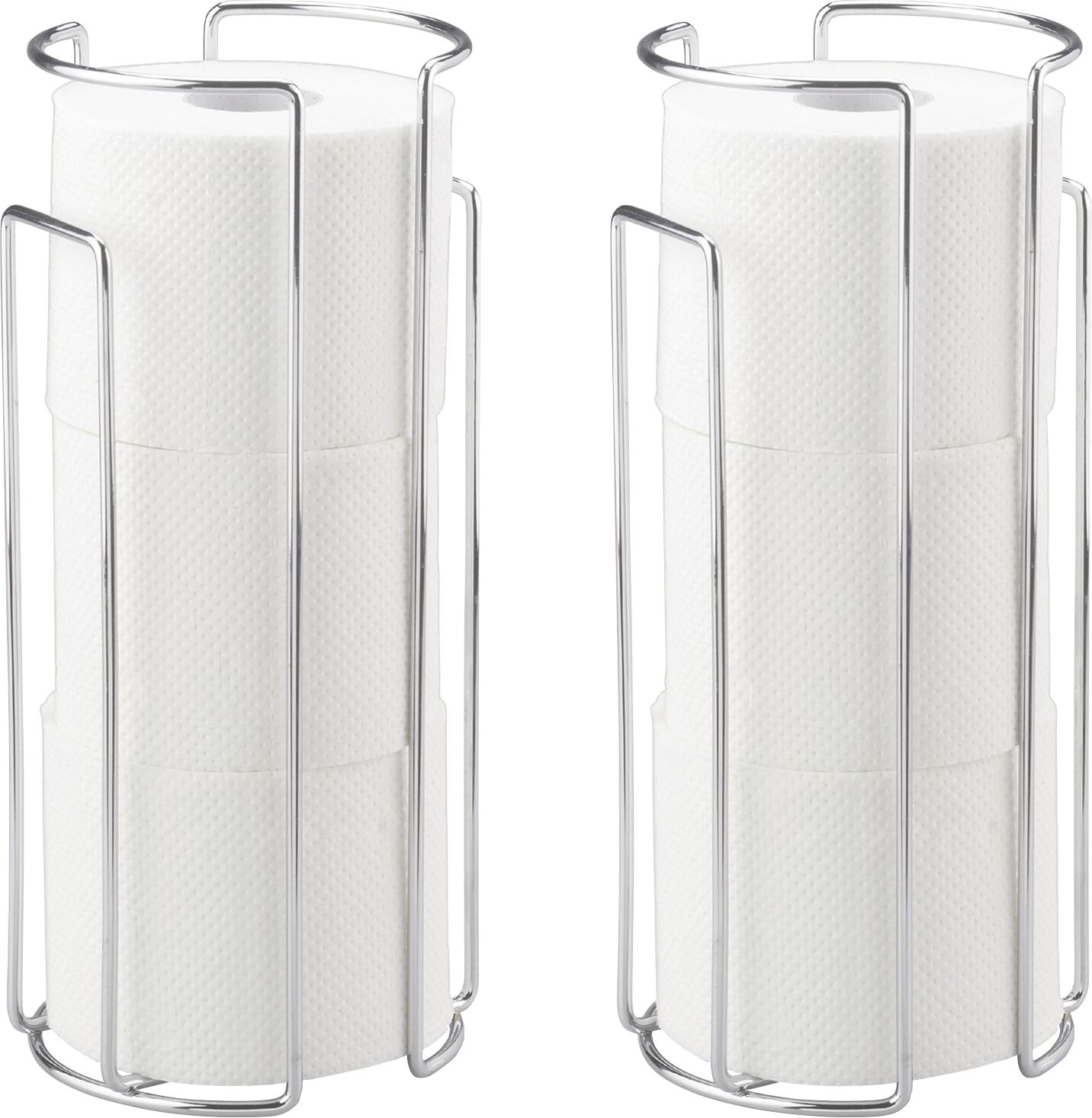 Toiletten-Ersatzrollenhalter WENKO, silber (silberfarben), B:13,5cm H:32cm L:14cm, Stahl, Toilettenpapierhalter, Toiletten-Ersatzrollenhalter