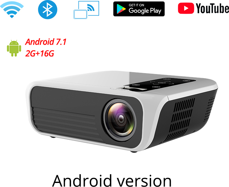T500 Android Smart Portable Digital Projector WIFI Home Verwenden 1080P High Definition white_UK Plug-Android