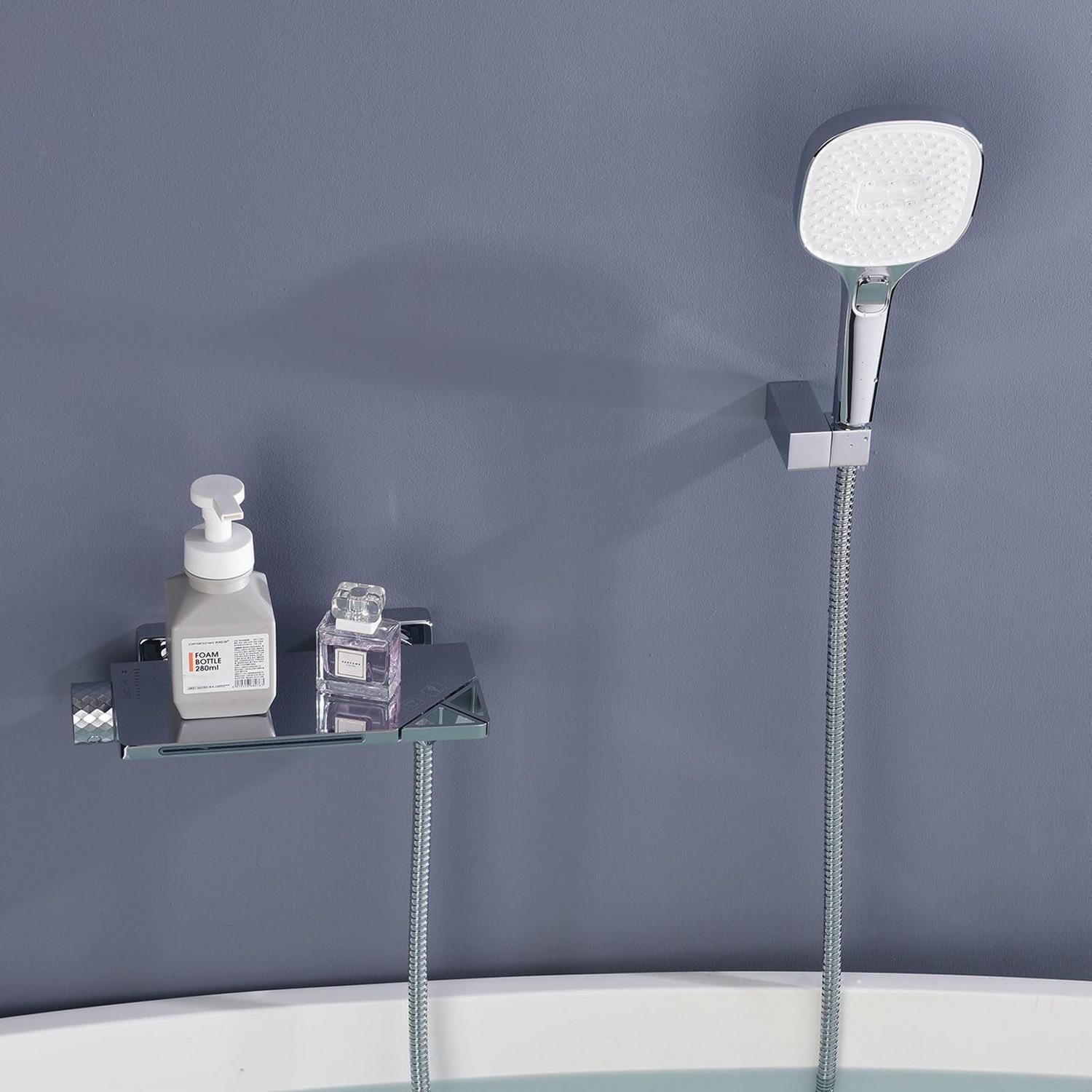 Badewannenarmatur Wandmontage Wasserfall mit 3 Modi Handbrause PTBC10E Chrom