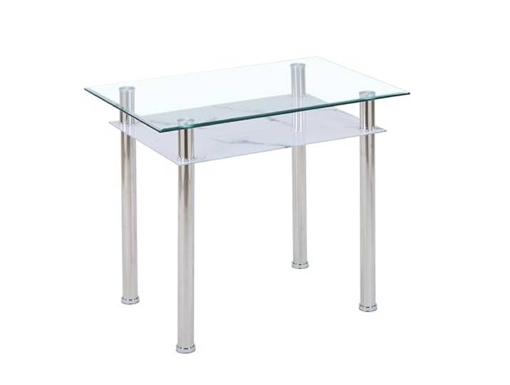 Euro Tische HOOZ Esstisch Glas mit 6mm Sicherheitsglas & Facettenschliff - Glastisch als Esszimmertisch/Küchentisch (90x60x75cm, Marmor weiß)