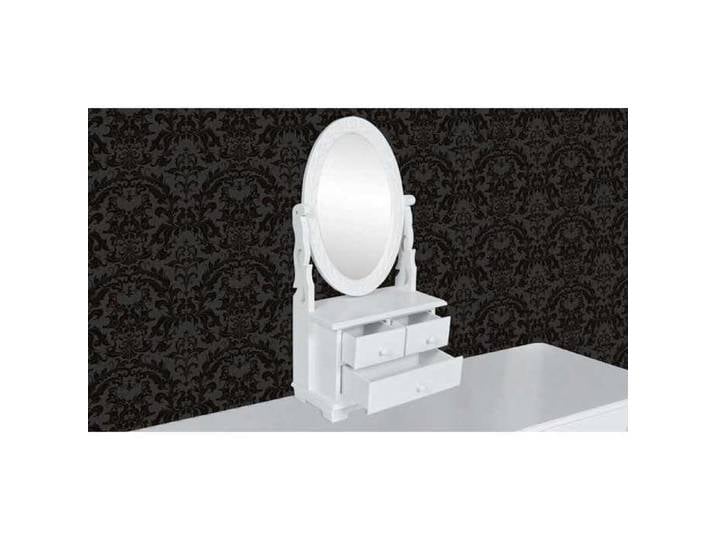 Bonne qualité - Coiffeuse Adulte design girly Coiffeuse avec miroir pivotant ovale MDF DECO M2182634
