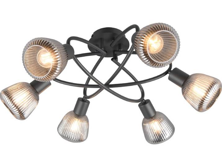 TRIO TARIFA - Plafondlamp - Zwart mat - excl. 6x E14 4 W - Plafondbevestiging