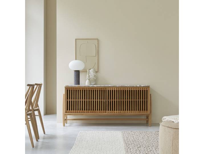 Sideboard aus massivem Teakholz und Premium-Terrazzo 160 cm Isaure - Natur - Teak