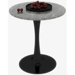 STILVORA Couchtisch Rund Schwarz+Grau 72x70x70 cm mit Tischplatte aus Kunstmarmor, modernes minimalistisches Design, vielseitig als Beistelltisch nutzbar