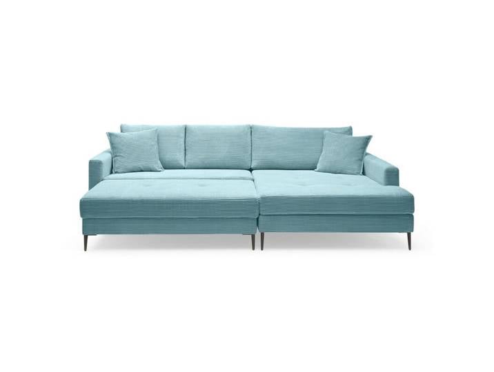 Trendstore Hilary Ecksofa in Cord mit Megahocker - Cord Zoom lagoon - rechts Modern