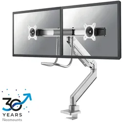 Neomounts NM-D775DXSILVER Monitorarm 10-32" - Gasfeder - Topfix - 180°-Stopp
