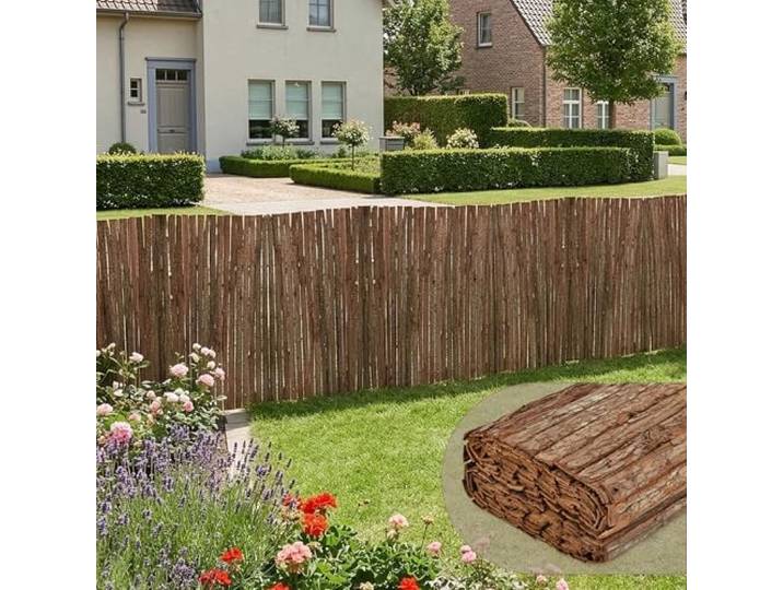 casa.pro Rindenmatte Zamora 100 x 500 cm Sichtschutzmatte Gartenzaun strapazierfähig, für Balkon, Terrasse, Garten, Balkonverkleidung, wetterfest, Blickschutz, outdoor, natürliches Material