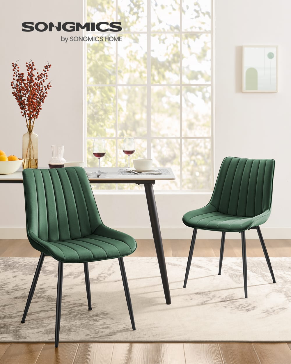 SONGMICS Ensembles de 6 chaises de salle à manger velours vert Vert 50x89x60cm