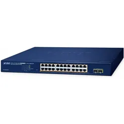 Planet Switch Websmart 19" 24 ports Giga PoE +2 xSFP 260W (24 Ports), Netzwerk Switch, Blau