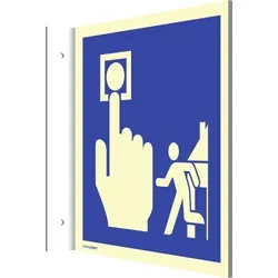 Dreifke® Fahnenschild Hausalarm Evakuierung, Alu, nachleucht., 160-mcd, 200x200 mm