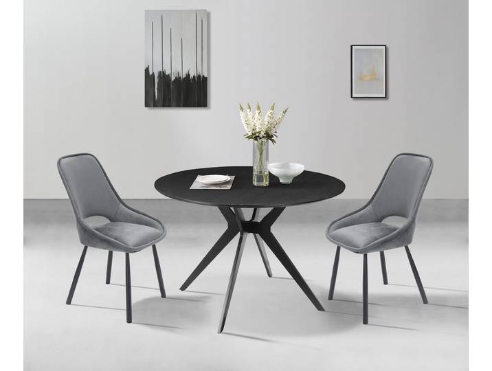 Esszimmerstuhl GOODPRODUCT Menonri , grau (hellgrau, schwarz, hellgrau), B:65cm H:86cm T:52cm, Stoff, Stühle, Esszimmerstuhl, gepolsterte Rückenlehne und Sitzfläche
